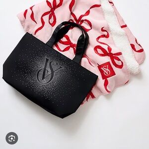 Victoria’s Secret Black Bling Bag and Bow Blanket